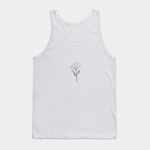 Wildflower Line Art | Floral Botanical Minimalist Lineart Tank Top by RachelFCreative